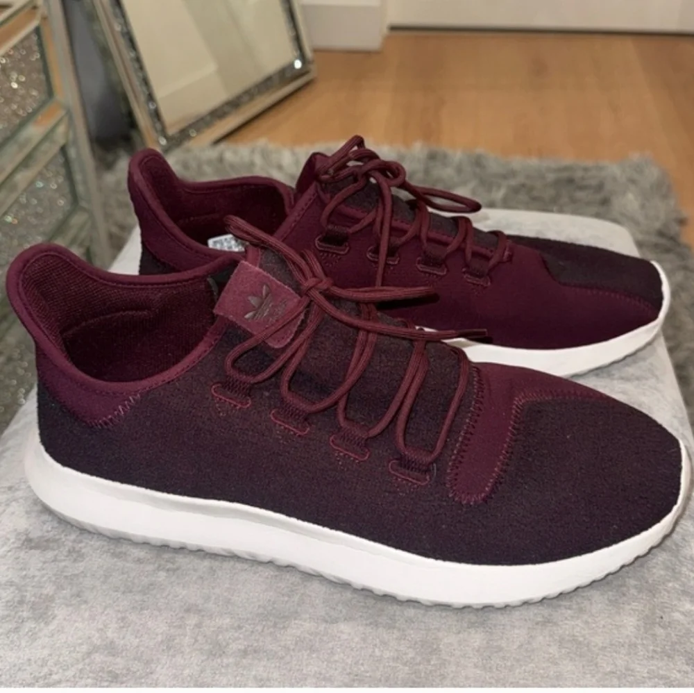 Adidas Tubular Shadow Men's Running Shoes Maroon White Athletic Sz 9.5